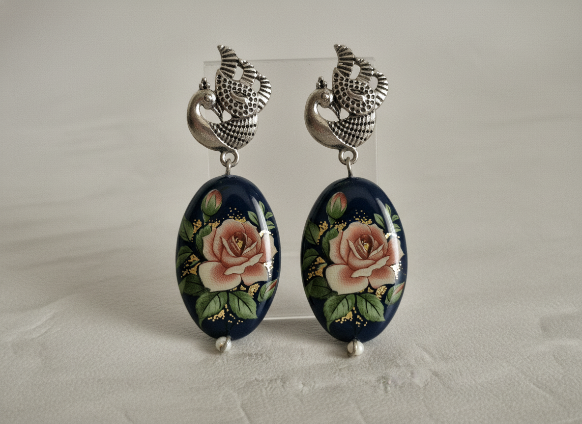 Orecchini in stile vintage con pavone